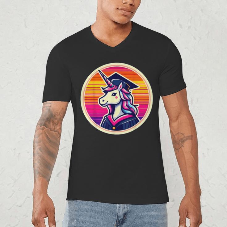 Unicorn University Graduation Graduating School Girl Cute Men's V-Neck T-Shirt