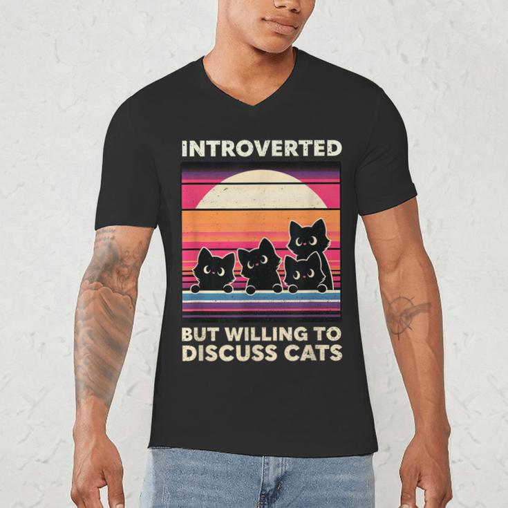 Unique Art For Introverted Cat Fans -Adults Cat Humorous Introvert Small Men's V-Neck T-Shirt