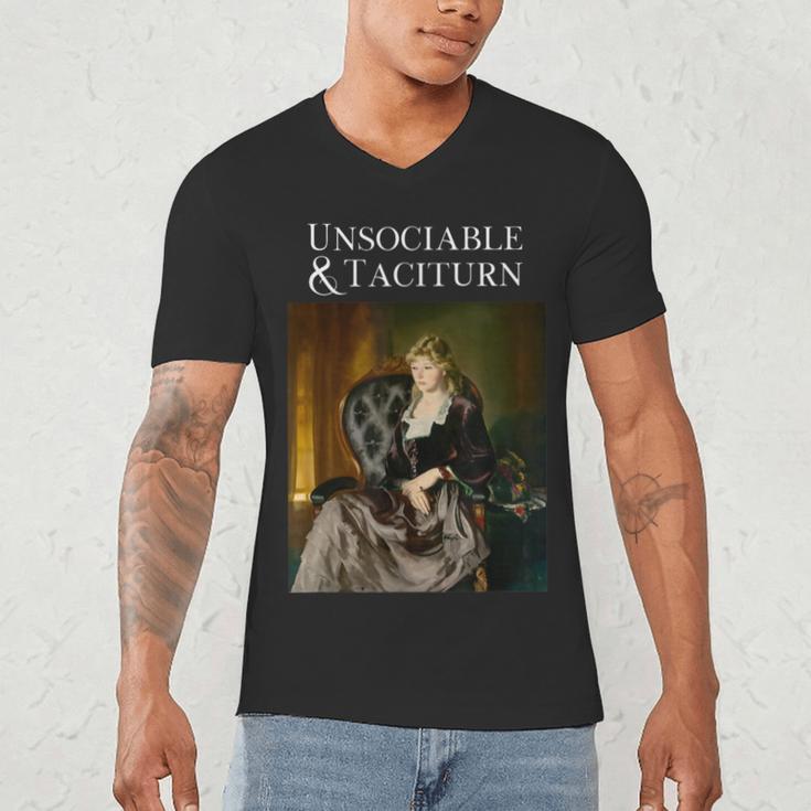Unsociable And Taciturn Jane Austin Quote Book Classic Lit Men's V-Neck T-Shirt Unsociable And Taciturn Jane Austin Quote Book Classic Lit Men's V-Neck T-Shirt