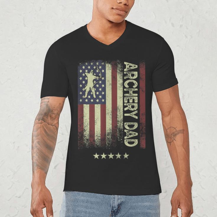 USA American Flag Archery Dad Men's V-Neck T-Shirt