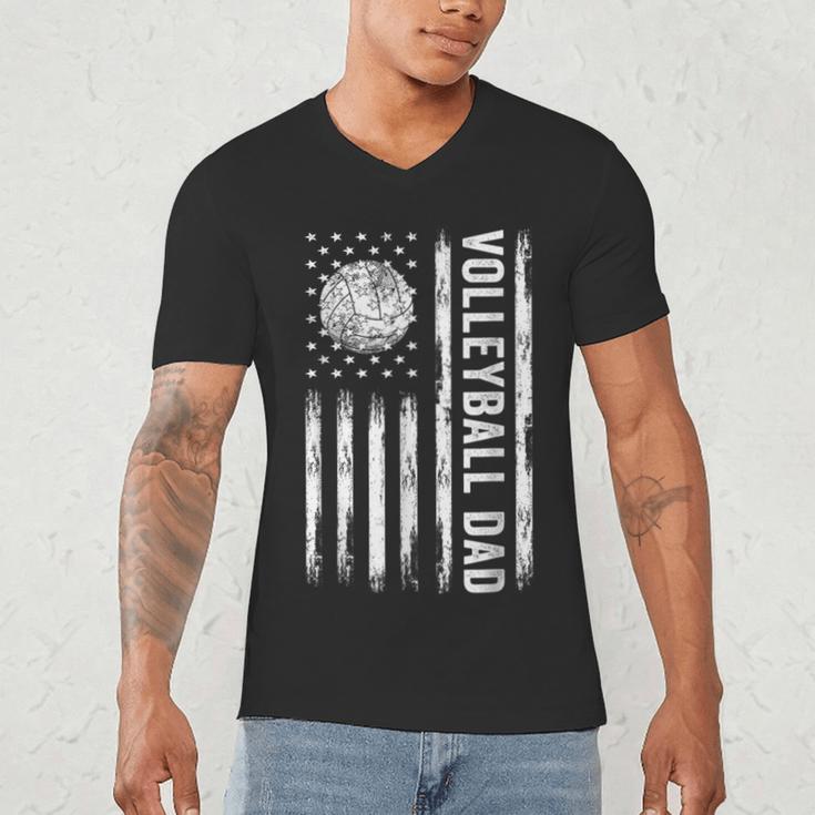 USA Flag Volleyball Dad Father's Day Men's V-Neck T-Shirt