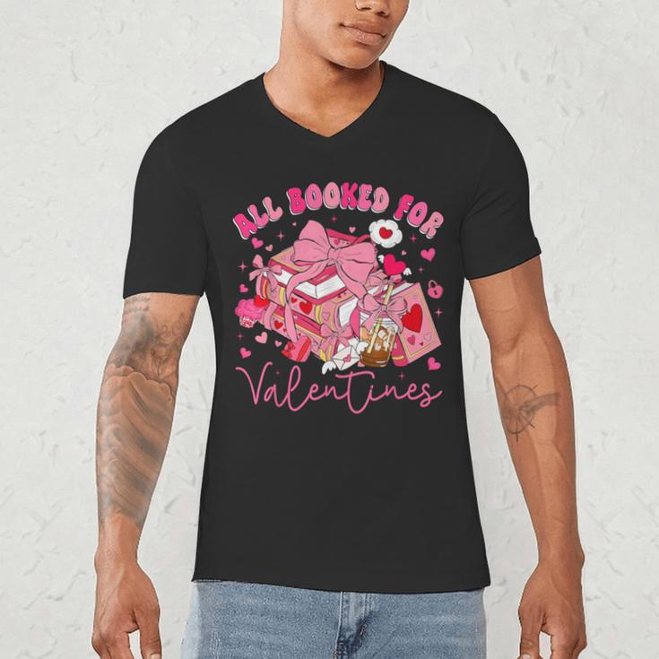 Valentine All Booked Book Coffee Coquette Bow Girl Women Men's V-Neck T-Shirt