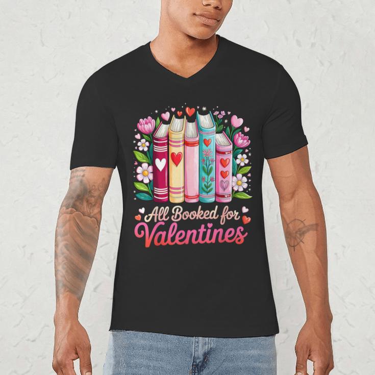 Valentine All Booked For Valentine Book Lovers Teacher Kid Men's V-Neck T-Shirt