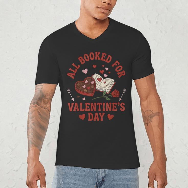 Valentines All Booked For Valentines Book Lover Girl Teacher Men's V-Neck T-Shirt