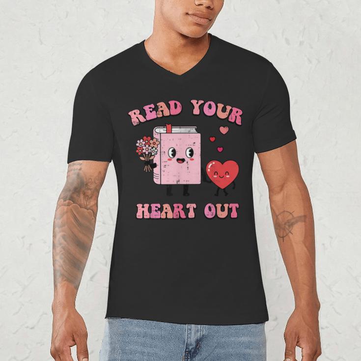 Valentines Day Book Read Your Heart Out Women Men Kids Men's V-Neck T-Shirt Valentines Day Book Read Your Heart Out Women Men Kids Men's V-Neck T-Shirt