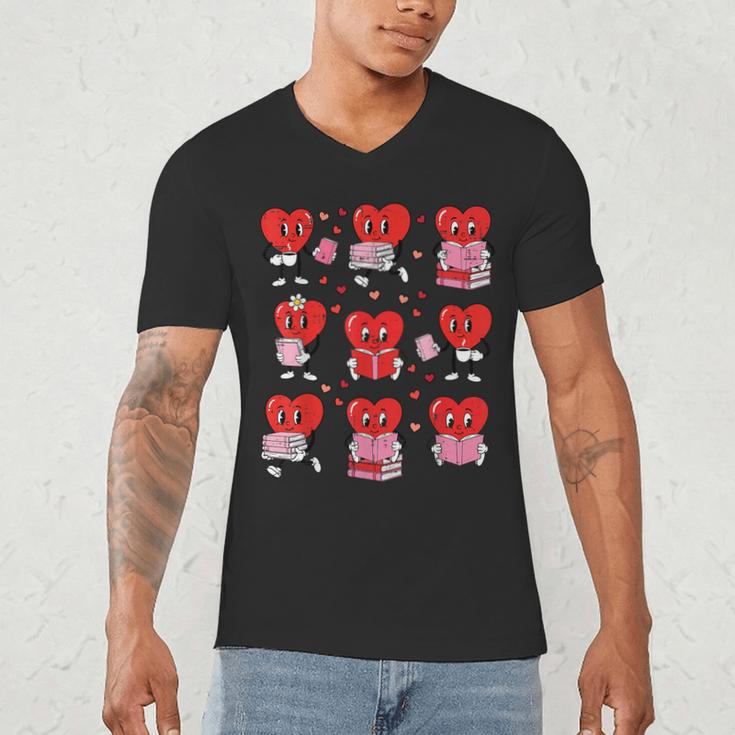 Valentines Day Librarian Heart Reading Book Women Men Kids Men's V-Neck T-Shirt Valentines Day Librarian Heart Reading Book Women Men Kids Men's V-Neck T-Shirt