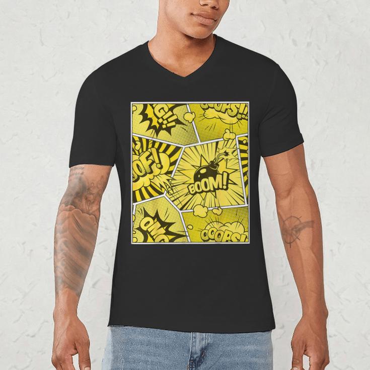 Varsity-Gold Yellow Comic Book University Varsity-Gold Men's V-Neck T-Shirt