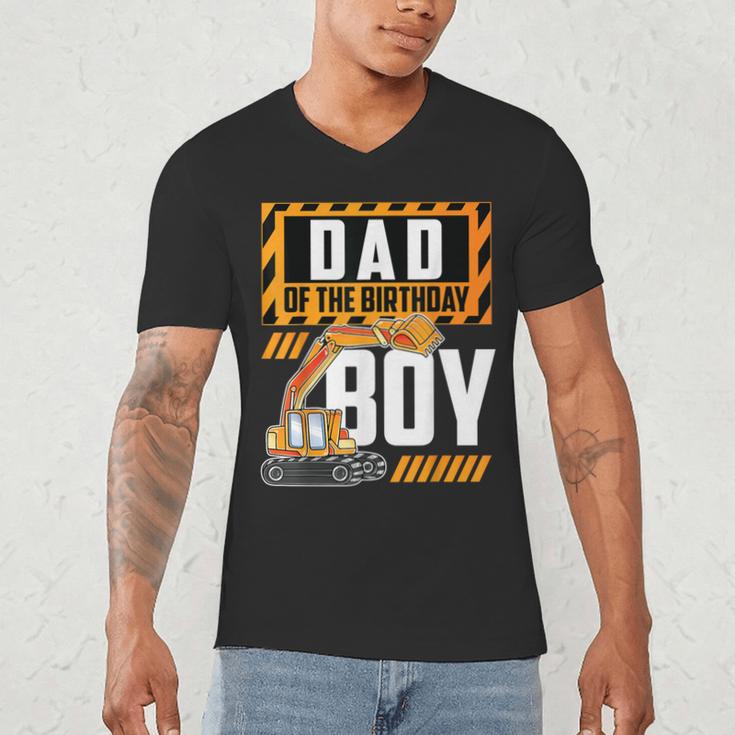 Vehicle Construction Excavator Dad Of The Birthday Boy Small Men's V-Neck T-Shirt