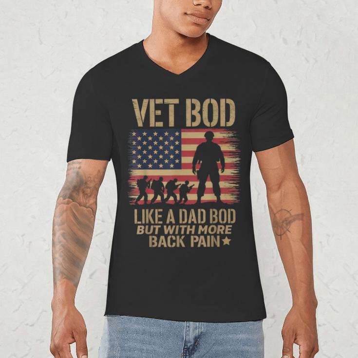 Vet Bod Like Dad Bod But With More Back Pain US Flag Veteran Men's V-Neck T-Shirt