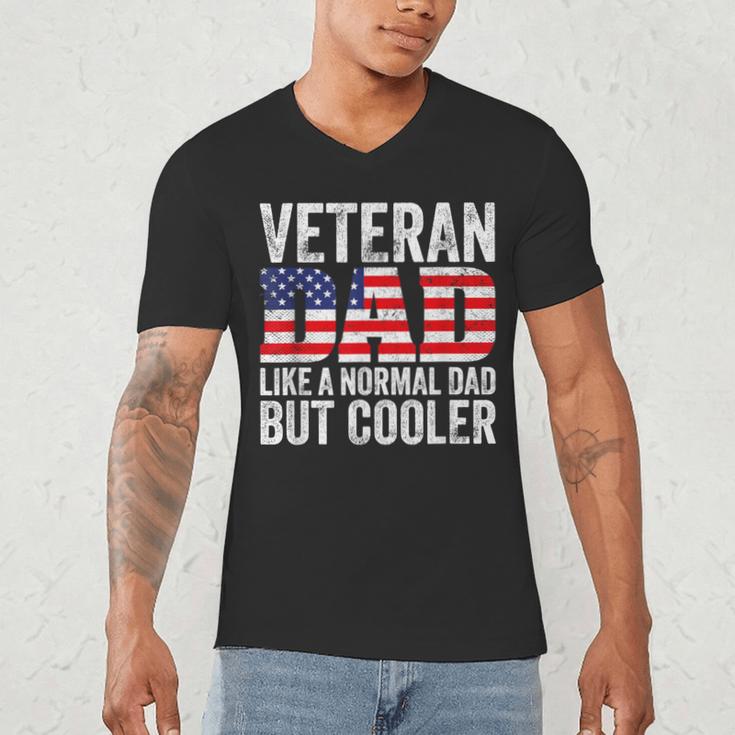 Veteran Dad Like A Normal Dad But Cooler American Flag Men's V-Neck T-Shirt