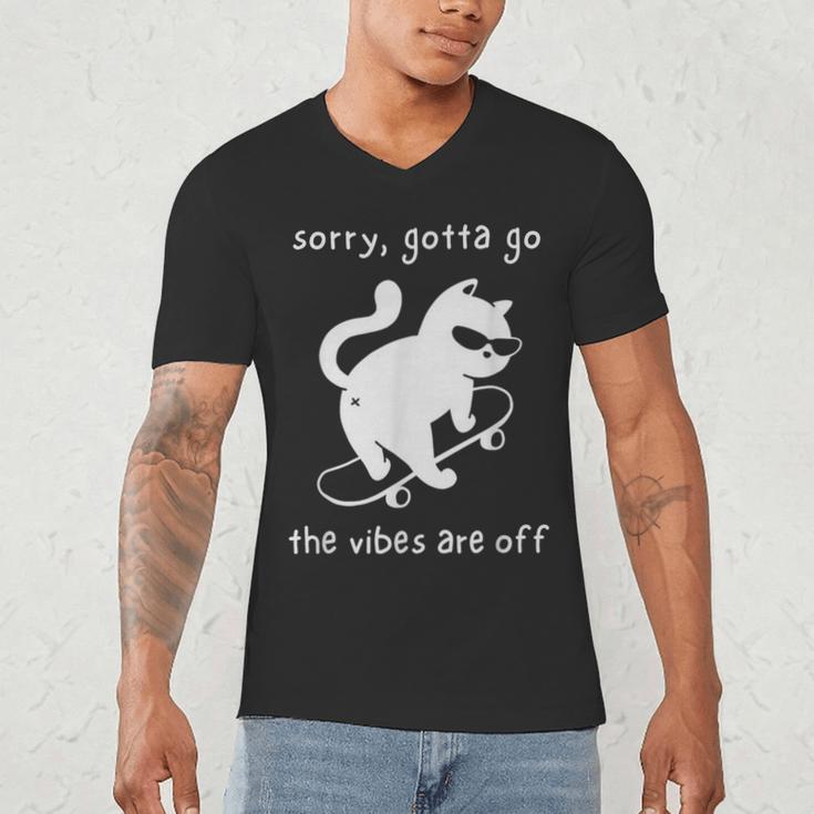 Vibes Are Off Cat Skateboard Introvert Sarcastic Humor Men's V-Neck T-Shirt Vibes Are Off Cat Skateboard Introvert Sarcastic Humor Men's V-Neck T-Shirt