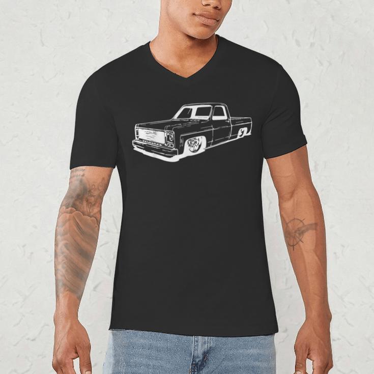 Vintage 73-87 Mini C10 Truck Slammed Graphic Dad Gag Father Men's V-Neck T-Shirt