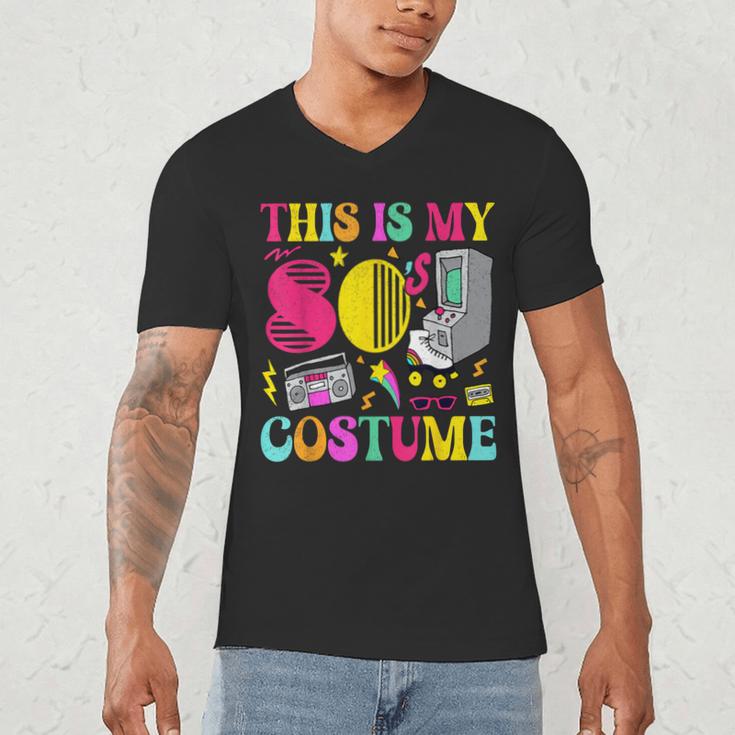 Vintage 80s Vibes Costume Nostalgia 1980s Fashion Cassette Men's V-Neck T-Shirt