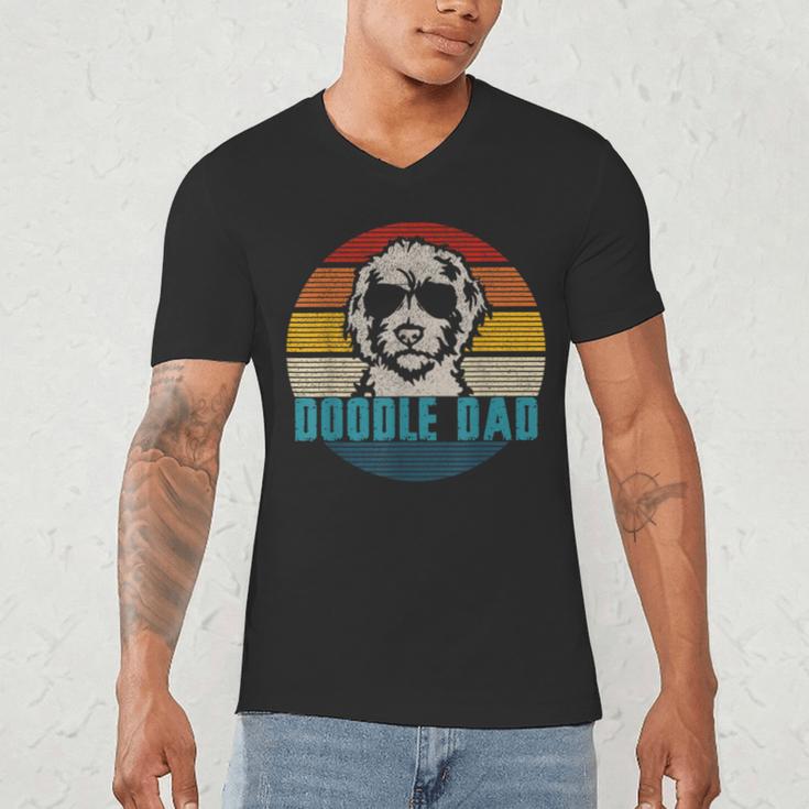 Vintage Best Doodle Dad Ever Father's Day Golden Doodle Men's V-Neck T-Shirt Vintage Best Doodle Dad Ever Father's Day Golden Doodle Men's V-Neck T-Shirt