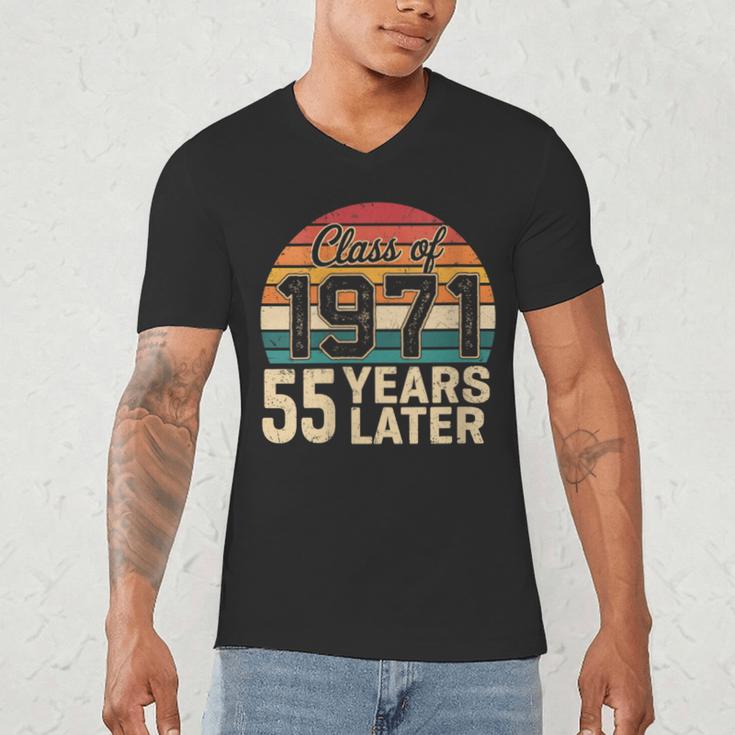 Vintage Class Of 1971 55 Years Later Reunion 55th Graduation Men's V-Neck T-Shirt