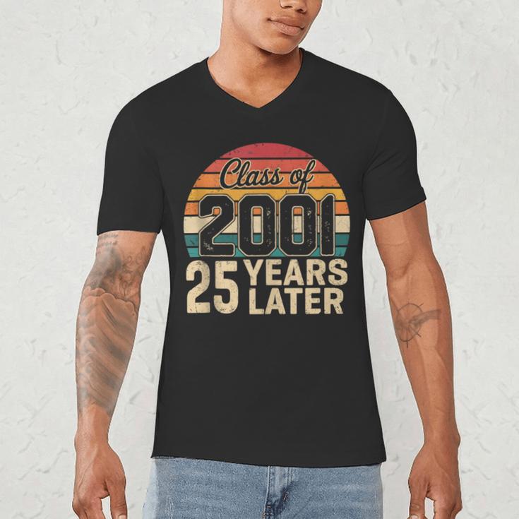 Vintage Class Of 2001 25 Years Later Reunion 25th Graduation Men's V-Neck T-Shirt