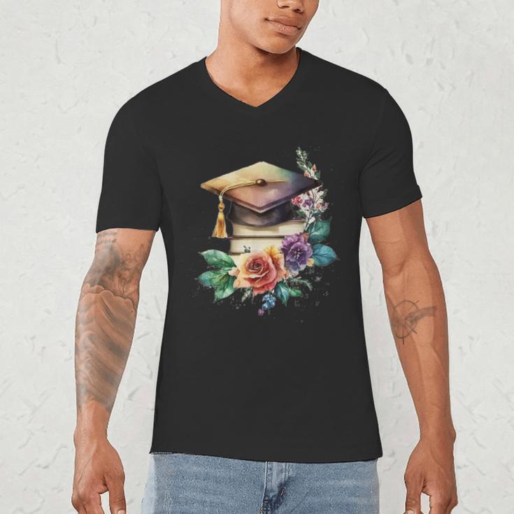 Vintage Hat High School College Graduate Graduation Men's V-Neck T-Shirt