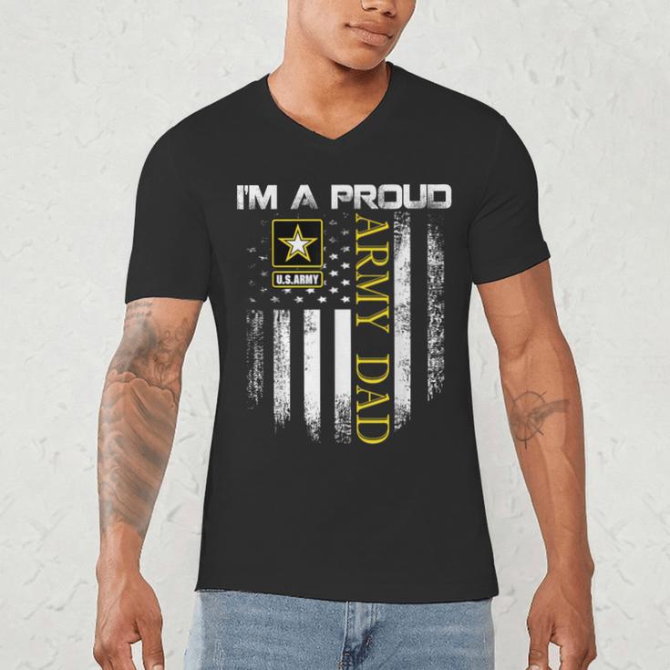 Vintage I'm A Proud Army Dad With American Flag Men's V-Neck T-Shirt