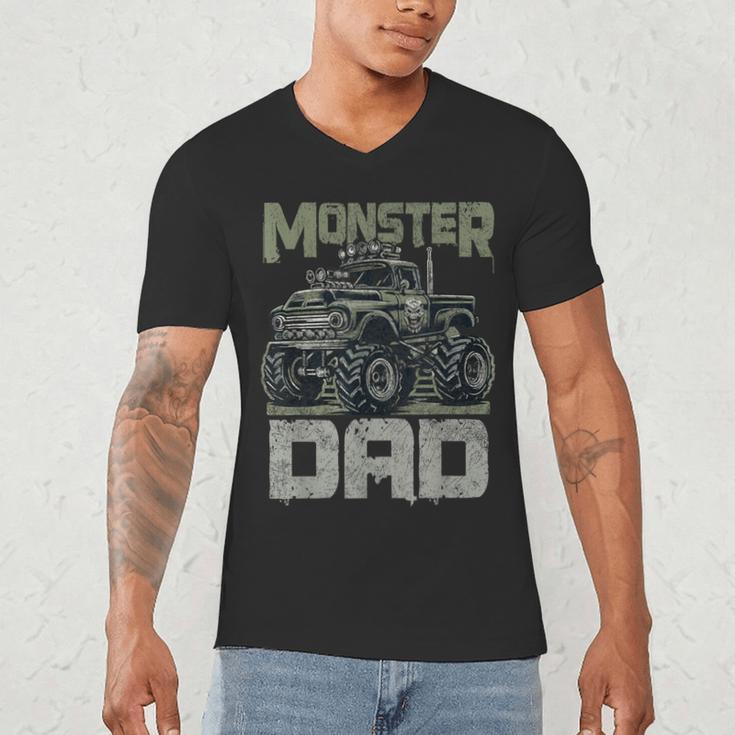 Vintage Monster Truck Lover DAD Family Matching Birthday Men's V-Neck T-Shirt