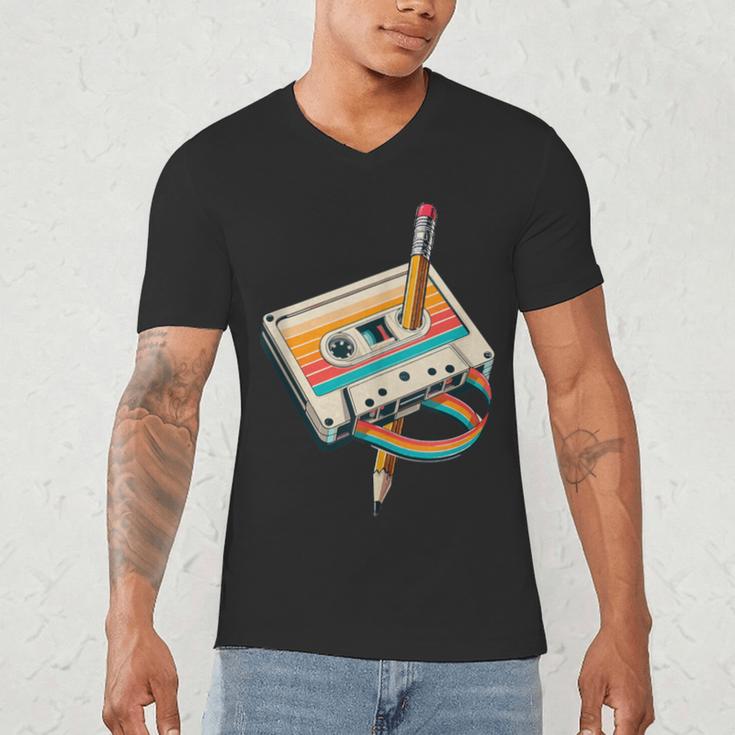 Vintage Pencil Rewind Cassette Tape Nostalgia Party 80s 90s Men's V-Neck T-Shirt