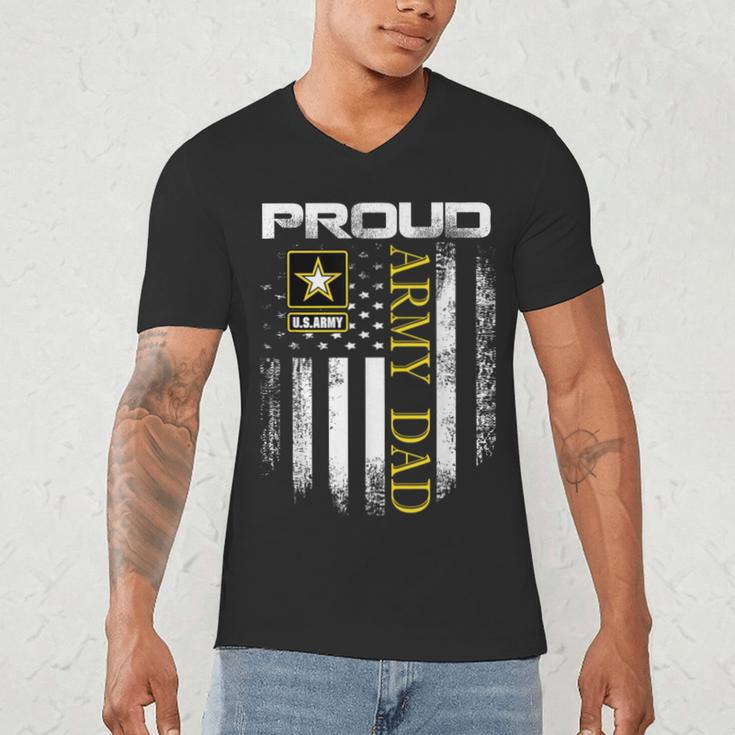 Vintage Proud Army Dad With American Flag Men's V-Neck T-Shirt