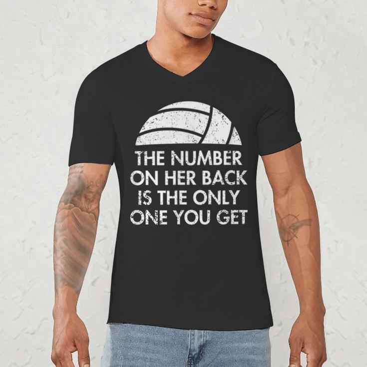 Volleyball Dad MoM Daughter Back Number Men's V-Neck T-Shirt