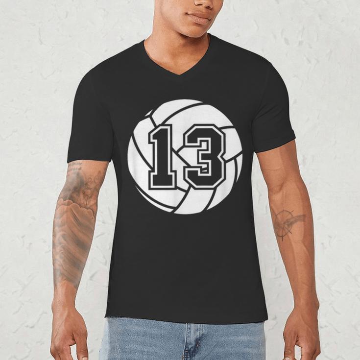 Volleyball Player 13 Volleyball Mom Dad Jersey Number 13 Men's V-Neck T-Shirt