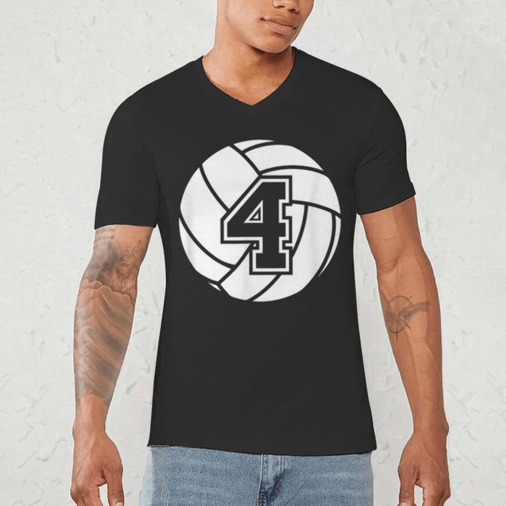 Volleyball Player 4 Volleyball Mom Dad Jersey Number 4 Men's V-Neck T-Shirt