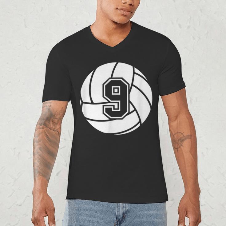 Volleyball Player 9 Volleyball Mom Dad Jersey Number 9 Men's V-Neck T-Shirt