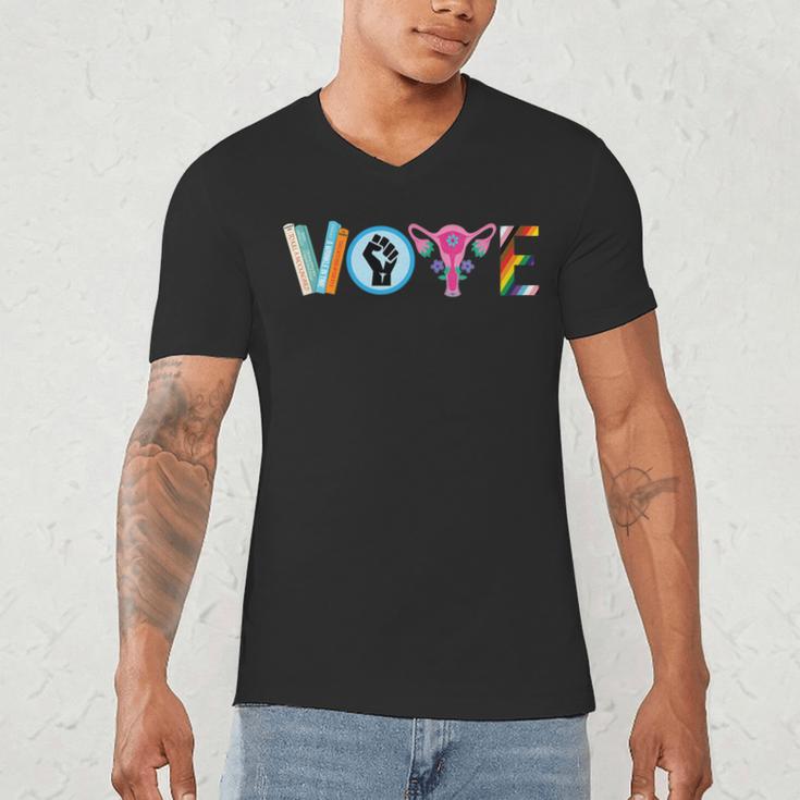 Vote Reproductive Right BLM Political Activism Lgbtq Book Men's V-Neck T-Shirt