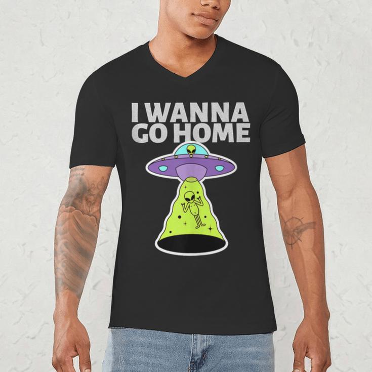 I Wanna Go Home Introvert UFO UAP Flying Saucer Trippy Alien Men's V-Neck T-Shirt I Wanna Go Home Introvert UFO UAP Flying Saucer Trippy Alien Men's V-Neck T-Shirt