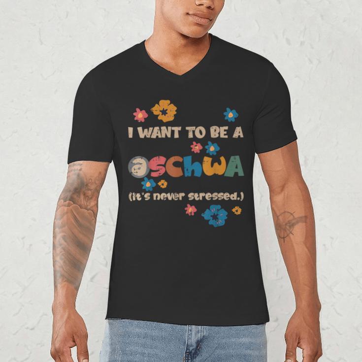 I Want To Be A Schwa Read Book Reading Librarian Men's V-Neck T-Shirt