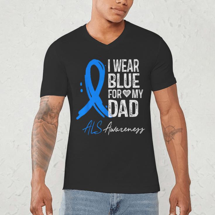 I Wear Blue For My Dad Shirt ALS Awareness Tshirt Men's V-Neck T-Shirt