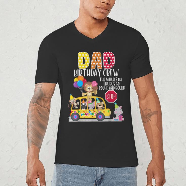 The Wheels On The Bus Dad Birthday Crew Party Toddler Kids Men's V-Neck T-Shirt