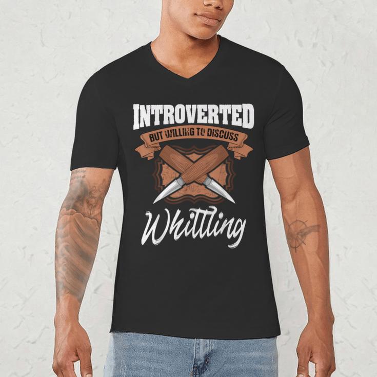 Whittling Hobby Woodcarve Introverted Wood Artist Whittler Men's V-Neck T-Shirt