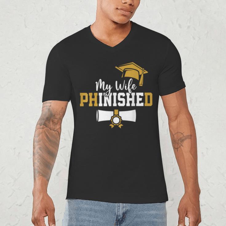 My Wife Phinished PhD Graduation Family Matching Men's V-Neck T-Shirt