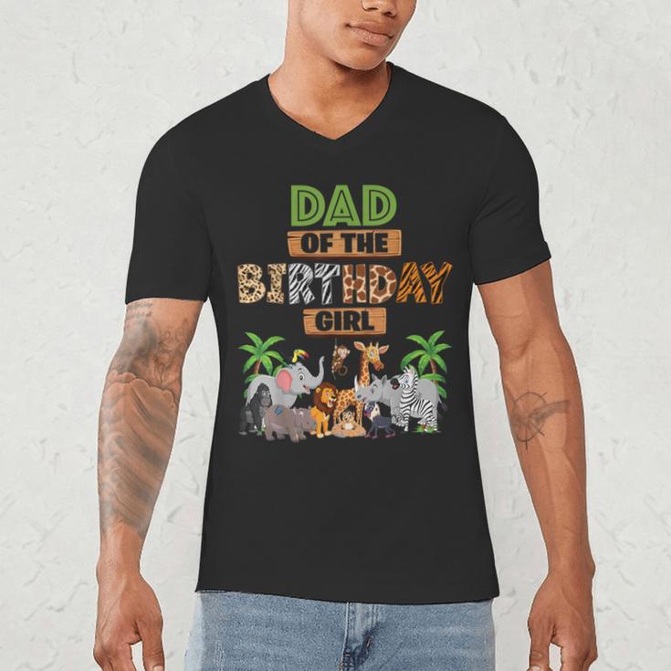 Wild Dad Of The Birthday Girl Zoo Safari Jungle Animal Men's V-Neck T-Shirt