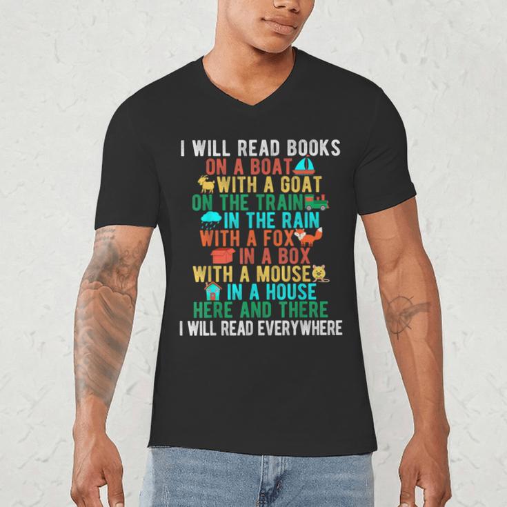 I Will Read Book On Boat Words For Kids Men's V-Neck T-Shirt I Will Read Book On Boat Words For Kids Men's V-Neck T-Shirt