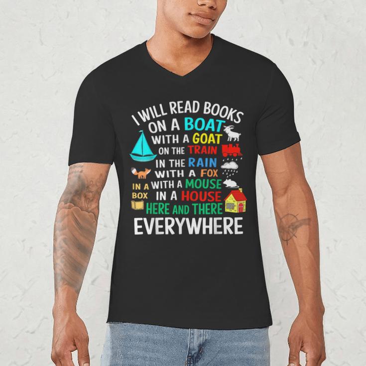 I Will Read Books On A Boat & Everywhere Men's V-Neck T-Shirt I Will Read Books On A Boat & Everywhere Men's V-Neck T-Shirt