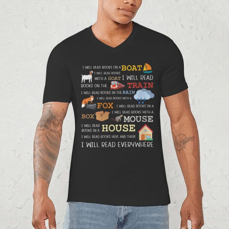 I Will Read Books On a Boat & Everywhere Reading Men's V-Neck T-Shirt
