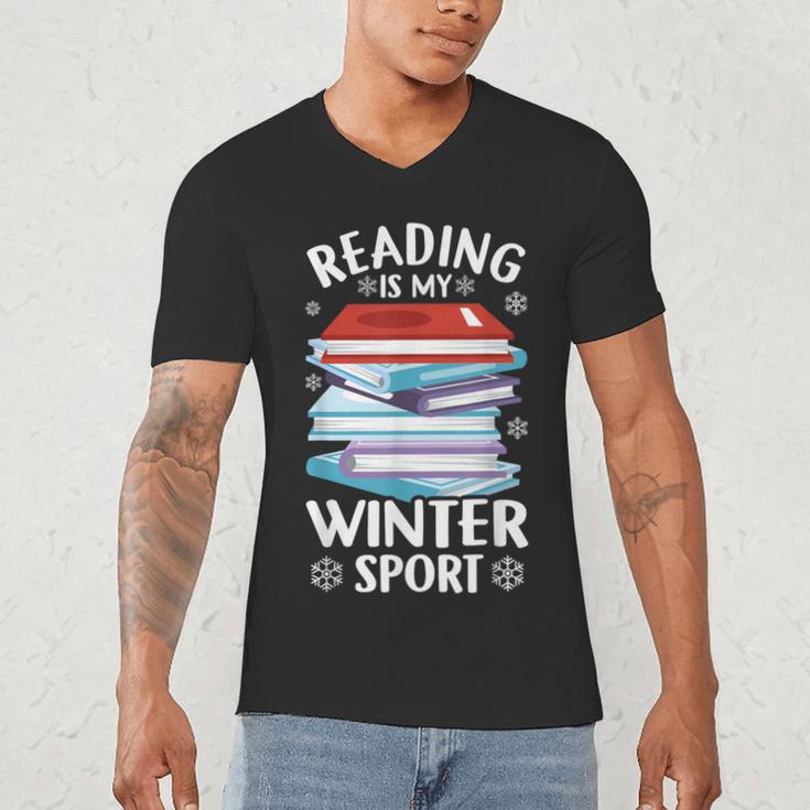 Winter Reading Book Bookworm Winter Men's V-Neck T-Shirt