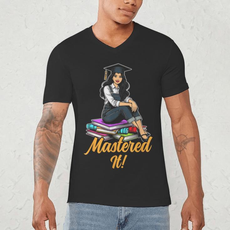 Women Mastered It Girl Master Degree Graduation Graduate Men's V-Neck T-Shirt