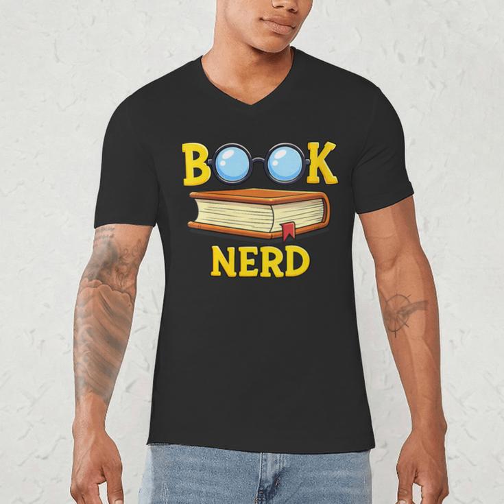 Women's Adorable Book Nerd Typography Minimalist Library Lover Men's V-Neck T-Shirt