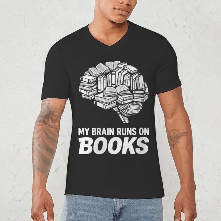 Women's My Brain Runs On Books Reading Bookworm Men Women Men's V-Neck T-Shirt Women's My Brain Runs On Books Reading Bookworm Men Women Men's V-Neck T-Shirt