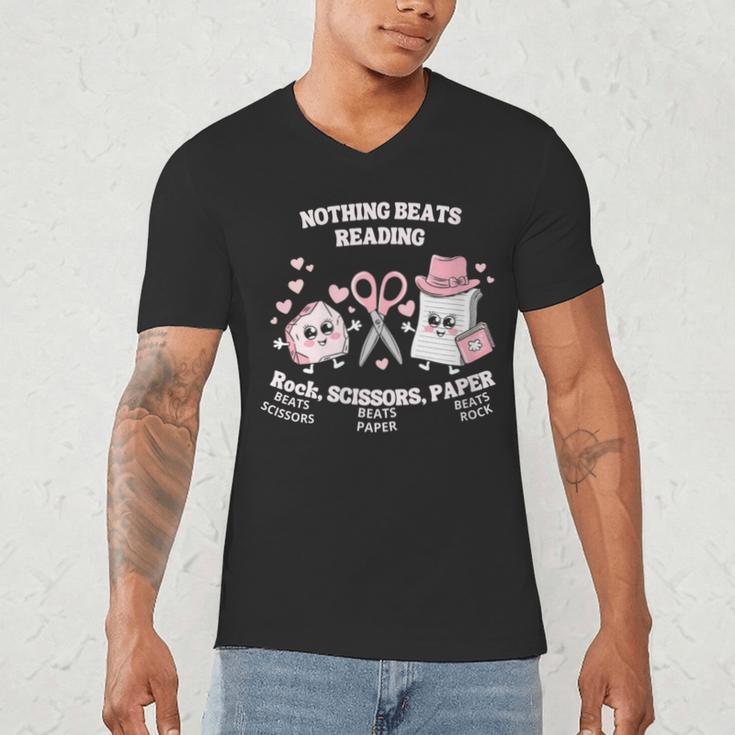 Women's Nothing Beats Reading Book Lover Statement Men's V-Neck T-Shirt