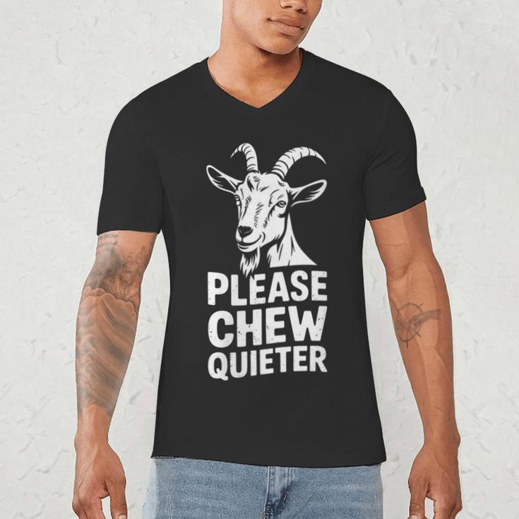 Women's Please Chew Quieter Introvert Quietness Silence Lover Men's V-Neck T-Shirt