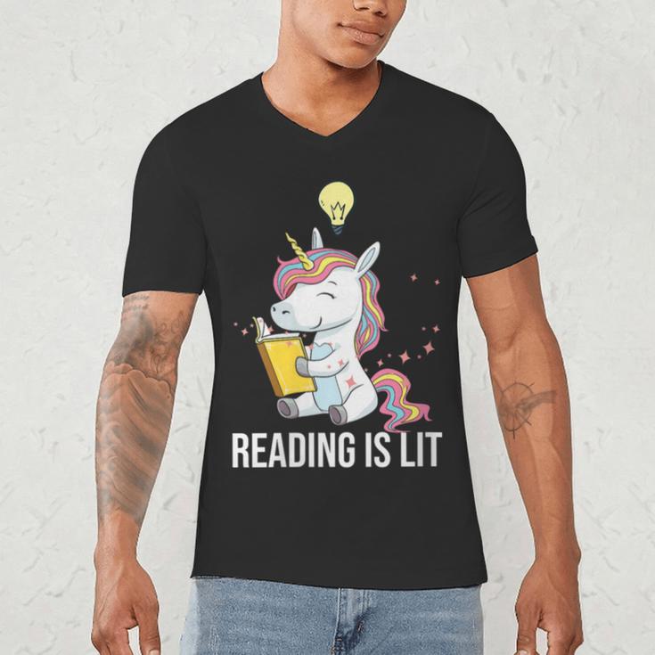 Women's Reading Is Lit Unicorn Library English Teacher Book Lover Men's V-Neck T-Shirt Women's Reading Is Lit Unicorn Library English Teacher Book Lover Men's V-Neck T-Shirt