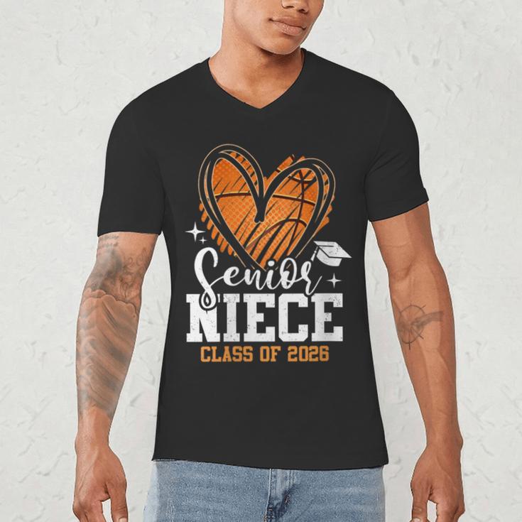 Women's Senior Niece Class Of 2026 Basketball Graduation Heart Men's V-Neck T-Shirt