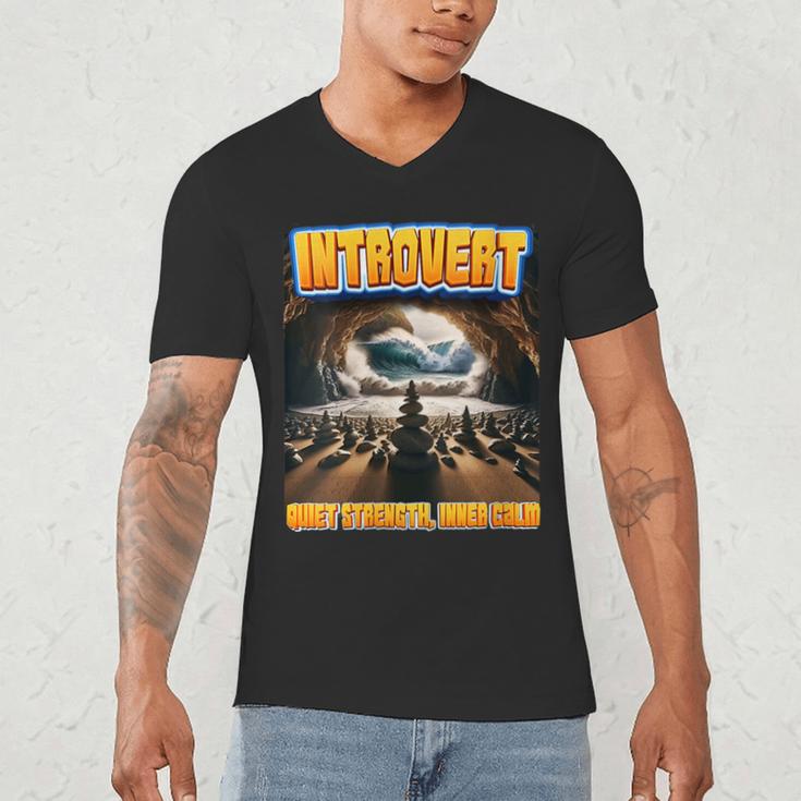 World Introvert Day Quiet Strength Inner Calm Men's V-Neck T-Shirt