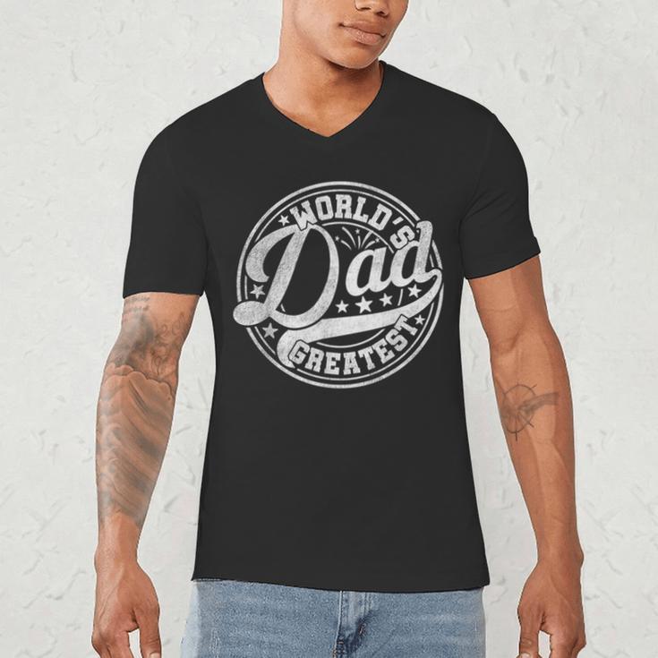 World’s Greatest Dad Father's Day Best Daddy Dad Ever Men's V-Neck T-Shirt